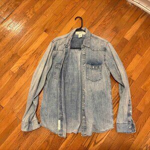 H&M Denim Pearl Snap Western Shirt MEDIUM